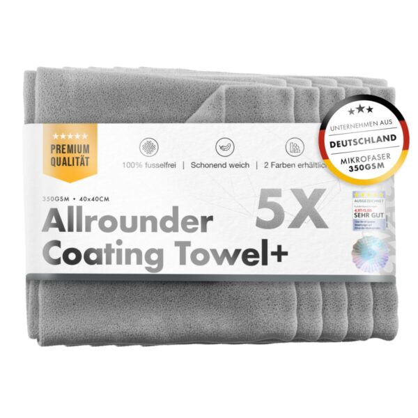 chemicalworkz allrounder coating towel 350gsm grau versiegelungstuch 4040cm 5stk