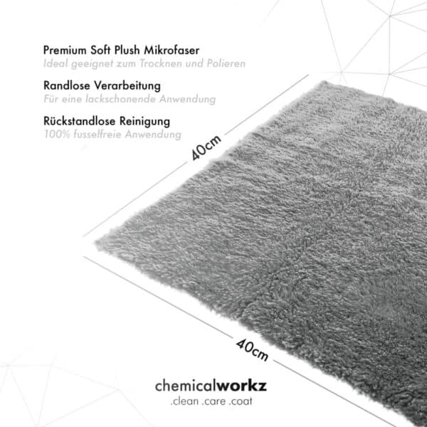 chemicalworkz edgeless plush towel 600gsm grau poliertuch 4040cm2