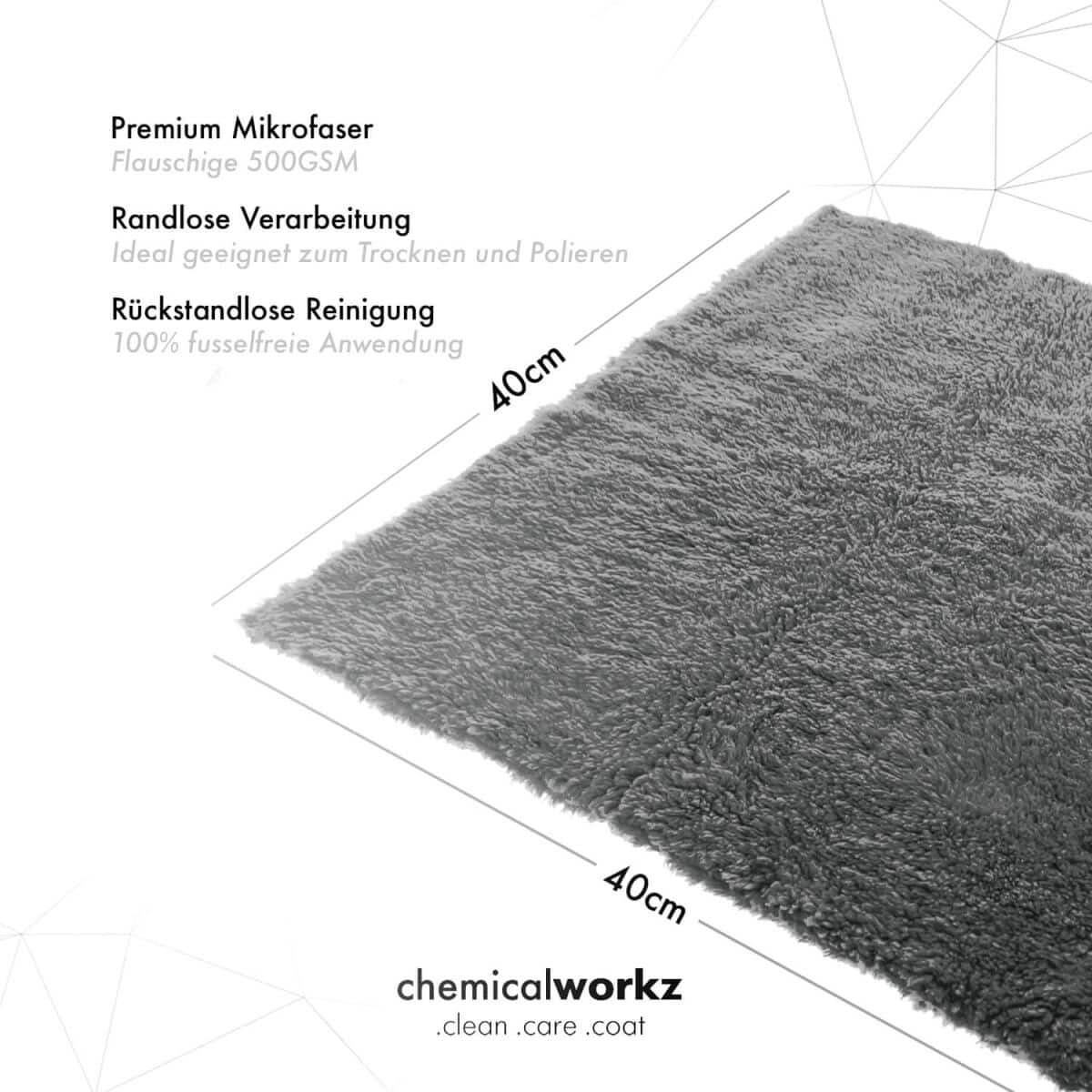 Chemicalworkz Edgeless Soft Touch Premium Poliertücher "KNALLBUNT" 500GSM 40×40 5 Stück