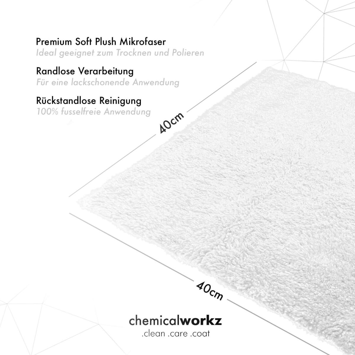 Chemicalworkz Edgeless Soft Touch Towel 500GSM Weiß Poliertuch 40×40 Zentimeter
