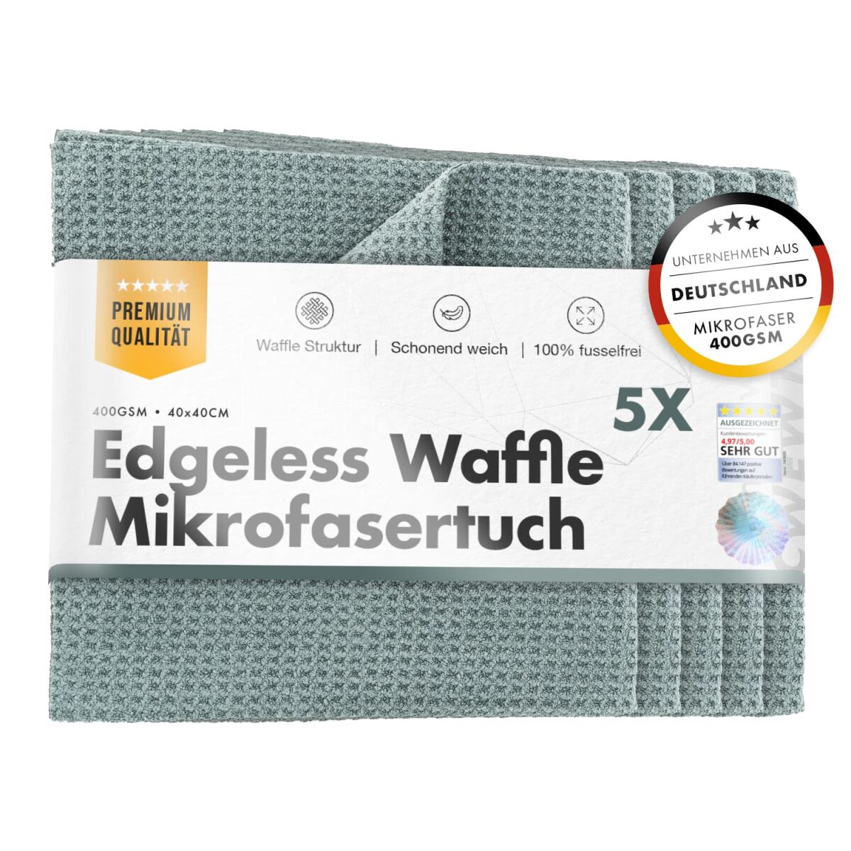 chemicalworkz edgeless waffle towel 400gsm glastuch 40x40cm 5stk