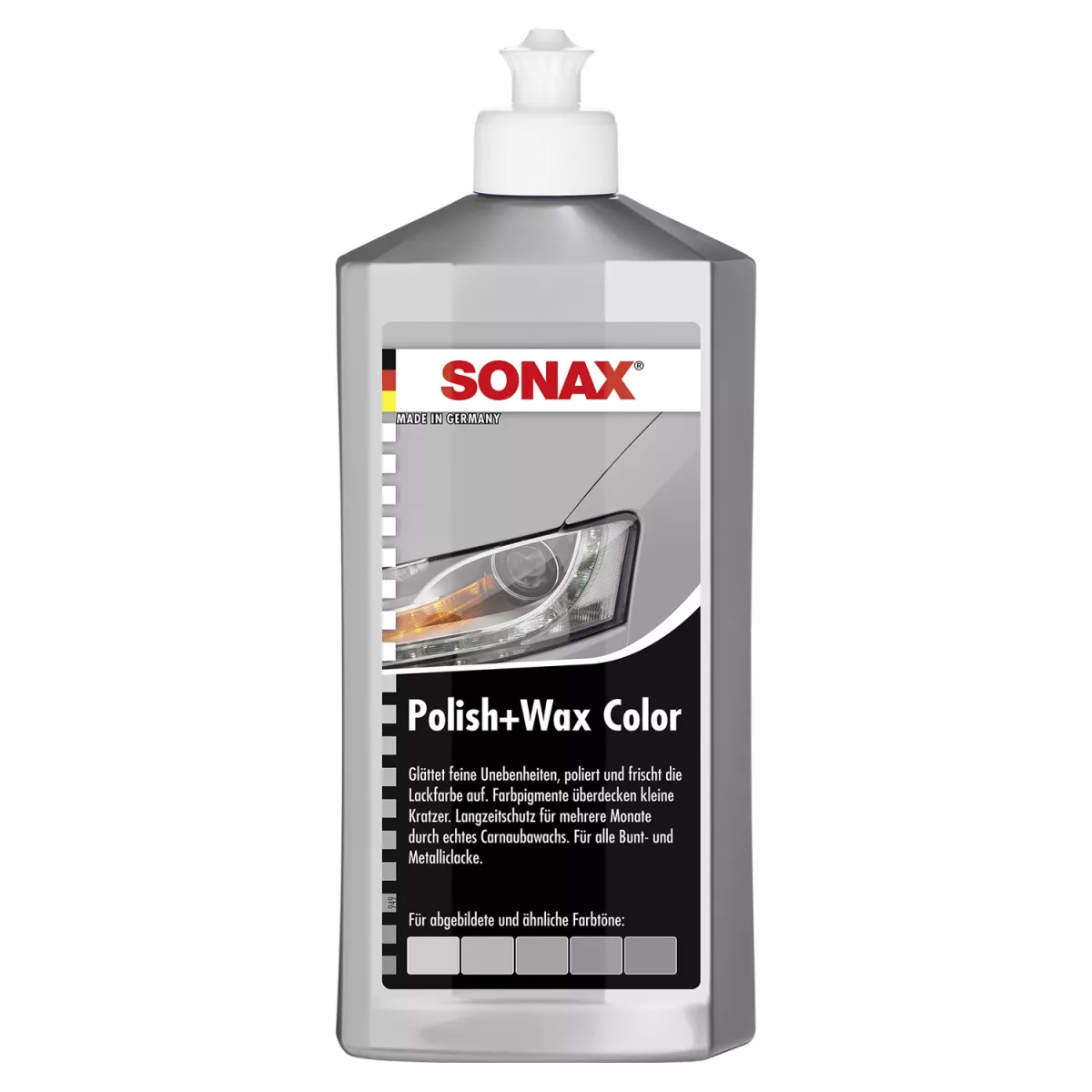 SONAX Polish+Wax Color Farbpolitur 500 Milliliter silber/grau